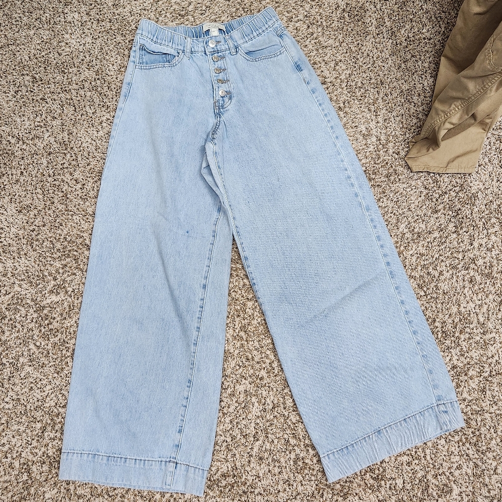 Forever 21 Button Fly Light Blue Flare Jeans